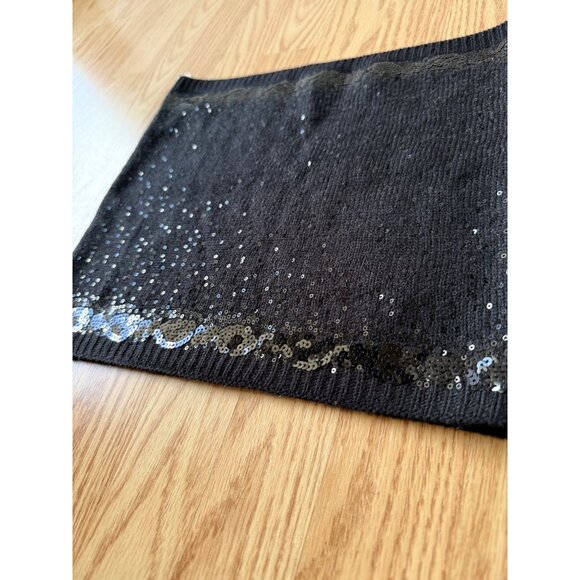 Calvin Klein Black Sequin Knit Loop Scarf Collar Elegant Accessory Evening Glam - Picture 11 of 14